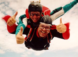 [Boyfriend in free fall; it's a blast!]